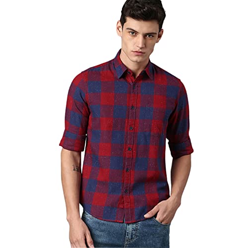 Image of Dennis Lingo Men's Cotton Checke Slim Fit Shirt