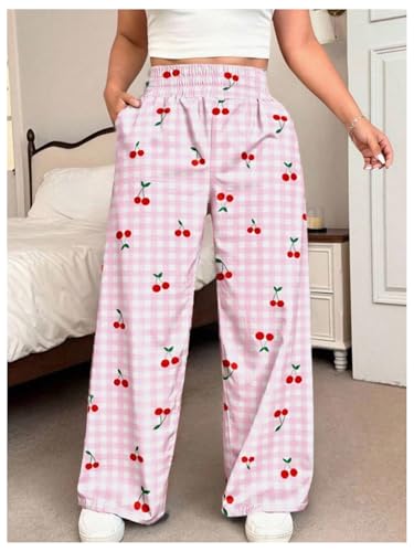 Floerns Women's Plus Size Floral Print Palazzo Pants Wide Leg High Waist Casual Trousers3
