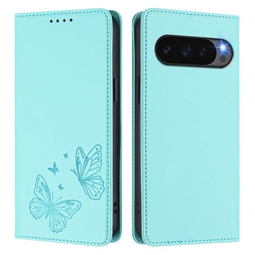 Étui Google Pixel 10 Pro XL Cuir premium Housse clapet vert menthe