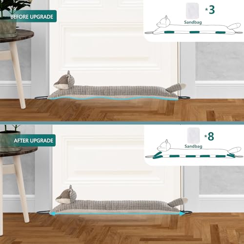 Image of Marwood Under Door Draft Stopper Decorative Wind Stopper 42 inch for Door & Window, Weighted Animal Air Draft Stopper Snake Noise Blocker for Bottom of Door with Hanging Loops - Fox