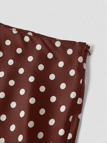 EARKOHA 2025 Skirts for Women Elegant Polka Dot Long Satin Skirt High Waist Cocktail Party A-Line Skirts4