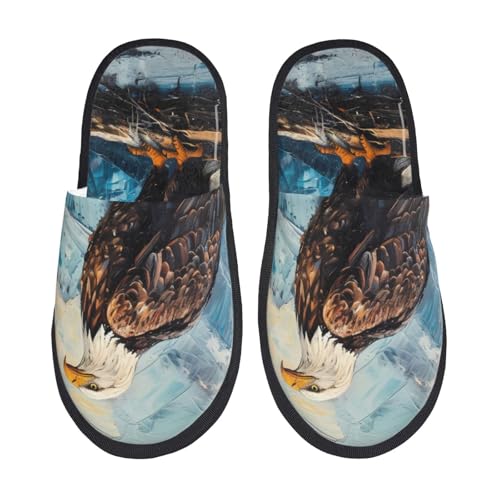 Iceberg Bald Eagle Print Women Slippers Home Furry Shoes Keep Men Couples Shoes Warm For Women-