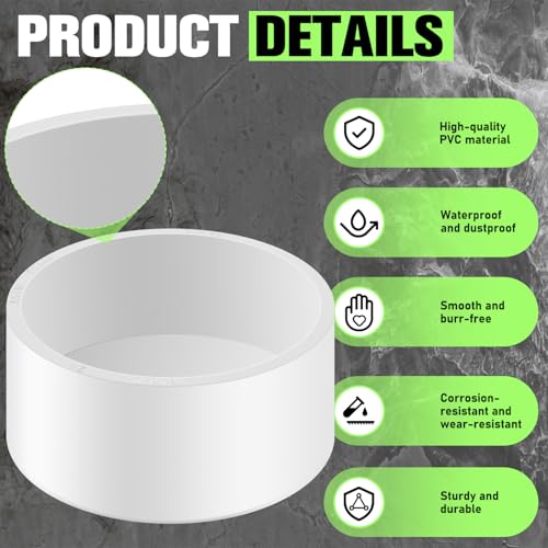 Image of 20 Packs 2 Inch PVC Pipe End Cap, Fits 2.375 inch OD Schedule 40 Furniture Grade, Heavy Duty Slip-on Caps for DIY Furniture, Garden Shelf, White