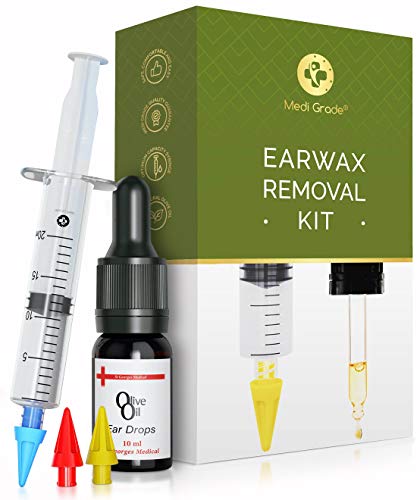 Medi Grade Spuiten - set met olijfolie spray en 3 x zachte quad-stream punten - herbruikbare oorsmeer remover - oor reiniging thuis uit - oorsmeer verwijderen en beter luisteren