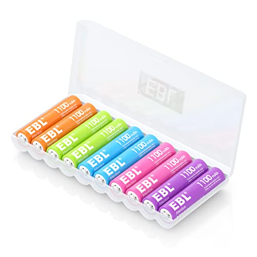 EBL AAA Akku 1100mAh, 1.2V NiMH,Wiederaufladbare AAA-Batterien Akkuboxs, Micro AAA BatterienNeue Verkaufsverpackung - 10 Stück