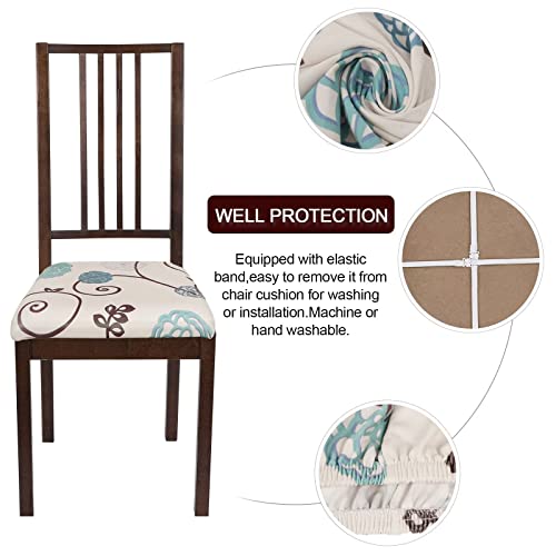 Image of SearchI Seat Covers for Dining Room Chairs Stretch Printed Chair Seat Covers Set of 4, Removable Washable Upholstered Chair Seat Protector Cushion Slipcovers for Kitchen, Office(Ball Flower)