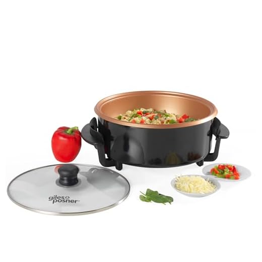 Giles & Posner EK4247 Multicooker Pot – Electric Frying Pan Skillet with Lid, Non-Stick Family Cooking Large Hot Pot, Adjustable Temperature, Cool Touch Handles, 5 Heat Settings, Easy Clean, Portable