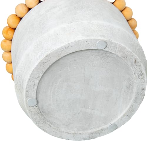 Vase en céramique gris ø30cm haut de gamme aux détails de bois précieux