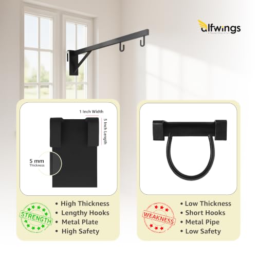 Image of Baby Window Cradle Hanger | Up to 35 Kg Metal Rod | Hook and Paint Protection Shield | (Black, 70 cm)