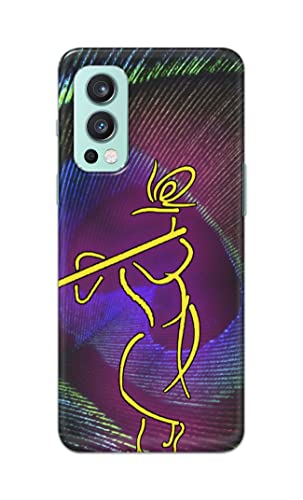 Image of PRINTFIDAA Lord Krishna On Peacock Feather Hard Back Cover for OnePlus Nord 2 (5G) Back Cover -(P6) KAT1007