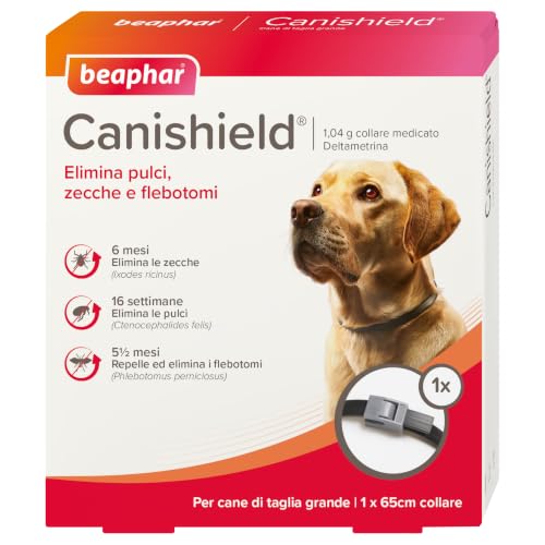 Beaphar Canishield Collare Antiparassitario Large 65cm, 2 collari per Cani - Collare Antipulci e Antizecche