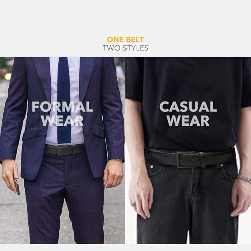 Image of ZORO Vegan Leather Belt for Men | Combo of 2 | Black /Brown | fits on up to 44 inches waist size