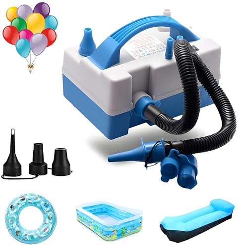 Balloon Pump Electric,Electric Air Pump for Balloons,Portable Dual Nozzle Electric Balloon Inflator/Blower with Multipurpose Hose Extension,for Party Decoration,Inflatable Pool Bed