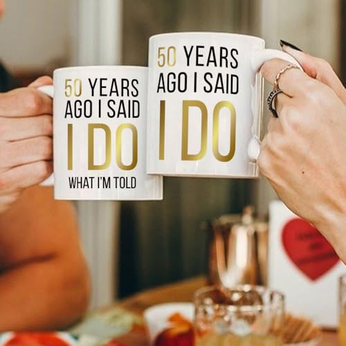 Dnuiysesnovelty50yearsagomugssetanniversaryweddinggiftsforcouple50yearsagoisaididoweddinganniversarymug50thmuggiftsforparenthusbandwifegrandparentfriend Urban Country Home Decor Dnuiyses novelty 50 years ago mugs set anniversary wedding gifts for couple 50 years ago i said i do wedding anniversary mug 50th mug gifts for parent husband wife grandparent friend urban country home decor