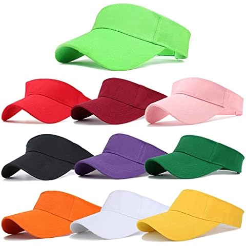 10 Pack Men Women Sun Visor Adjustable UV Protection Blank Sun Visor Hats Caps for Beach Pool Golf Tennis Sports (10Pack-Multicolor) Cover