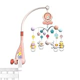 Eners Baby Musical Crib Mobile with Night Lights and Rotation, Rattles, Comfort Toys for Newborn Infant Boys Girls Toddles (Red)