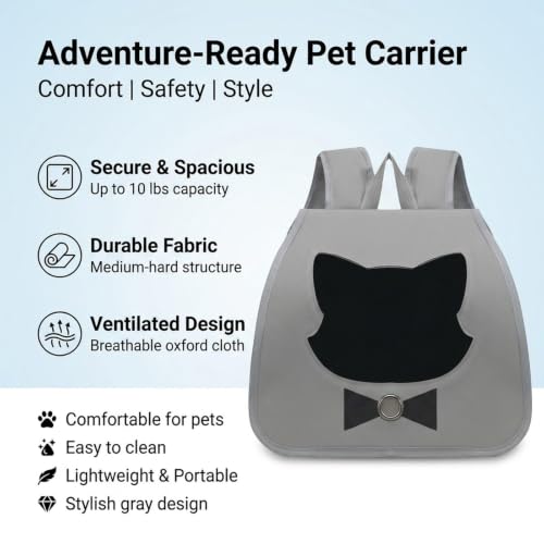 Mochila de transporte para gato y perro portátil color gris 5