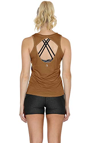 Image of icyzone Yoga Tops Activewear Workout Clothes Open Back Fitness Racerback Tank Tops for Women