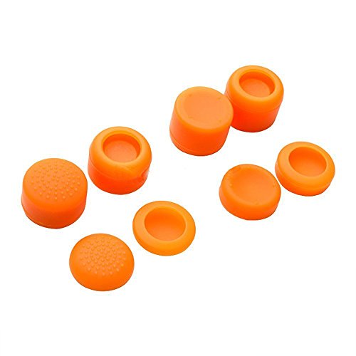 Image of Pack of 8 pcs Analog Controller Gamepad Raised Antislip Thumb Stick Grips Thumbsticks Joystick Cap Cover for PS5, PS4, PS3, Switch Pro, Xbox one, Xbox 360, Wii U, PS2 Controller (Orange)