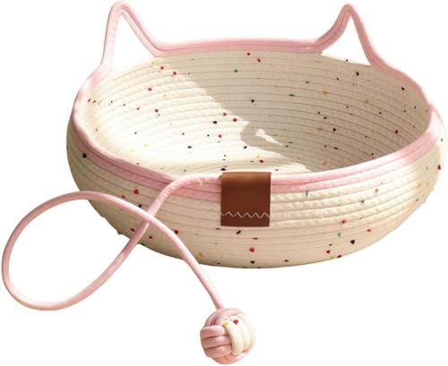 手編みケージバスケット 猫爪とぎ 猫犬兼用 ペット寝具 キャッハウス 夏冬兼用 四季通用インナーパッド(A,L(大)) (A)