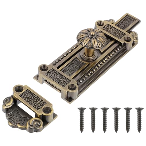 ledmomo 錆びにくい防犯仕様の錠前 スライド式ドアラッチ ?合製 ヴィンテージ風 屋内外対応 浴室 キッチン ガレージ用簡単取付けドアロッ