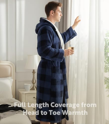 Image of DAVID ARCHY Men's Soft Fleece Plush Robe Full Length Long Bathrobe