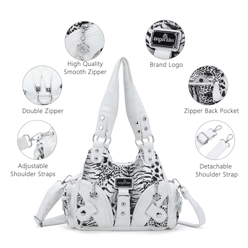 Image of Angel Kiss Purses for Women Small Hobo Shoulder Bags Vagen Leather Multi-Pocket Tote Bag with Zipper