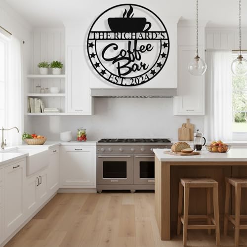 Image of Personalized Coffee Bar Metal Sign, Custom Coffee Signs, Custom Coffee Name Signs for Cafe Station, Coffee Wall Art Decor for Kitchen, Cafe Shop Decor, Cafe Lover Gift