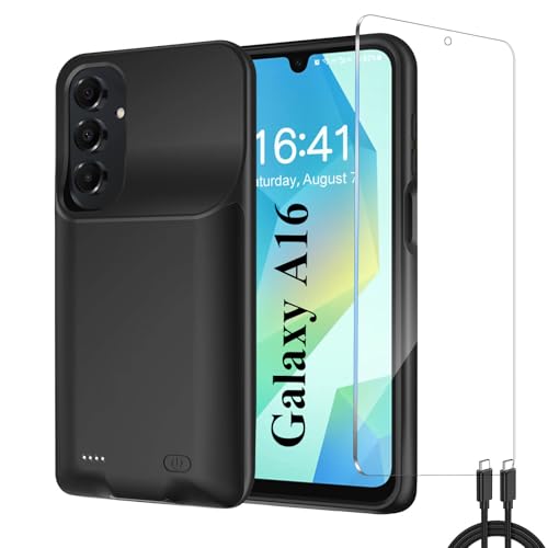 Fraternize for Samsung Galaxy A16 Battery Charger Case - 10000mAh Extended Power Pack Charging Cases, Shockproof Rechargeable Phone Case with Battery Pack for Samsung Galaxy A17 Black