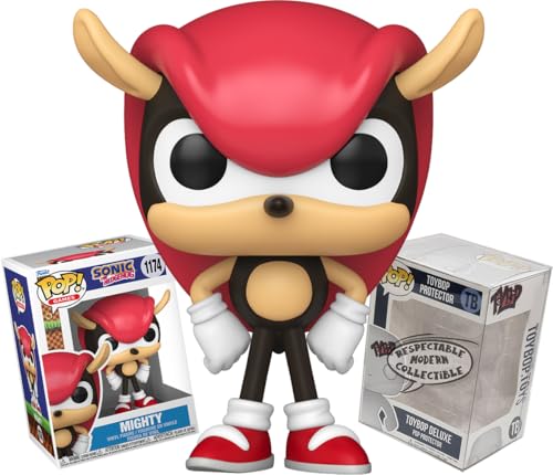 Funko Sonic the Hedgehog Mighty the Armadillo + ToyBop Protector: Pop! Games Figura de vinilo (incluye estuche de coleccionista Pro-Deluxe Pop Protector)