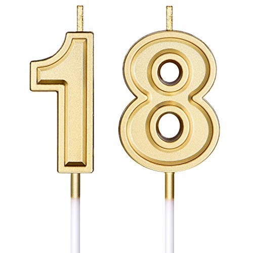 Syhood 18th Birthday Candles Cake Numeral Candles Happy Birthday Cake Candles Topper Decoration for Birthday Party Wedding Anniversary Celebration Supplies
