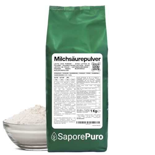 SaporePuro Milchsäurepulver 1 kg – Reine Lebensmittelqualität – Für Bäckerei, Milchprodukte, Fermentierte Getränke und Kosmetische Anwendungen