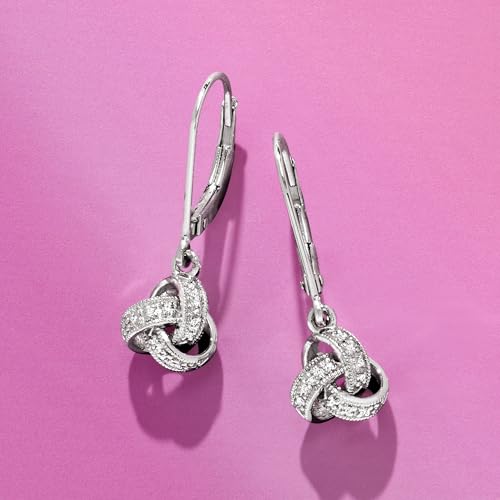 Ross-Simons Diamond-Accented Love Knot Drop Earrings in Sterling Silver3