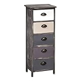 Description du produit: Urban Loft Commode avec 5 tiroirs en bois de paulownia lavis brun