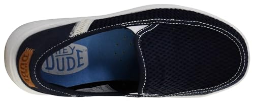 Image of Hey Dude Women's Sunapee Slip on Sneakers, Mesh Stripe Navy, 10