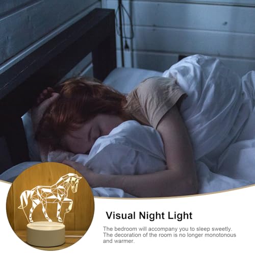 Lámpara de noche 3D LED en forma de caballo blanco miniatura 7