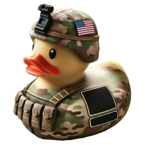 Armed Army Duck Veteran Tribute Duck Military Uniform Armed Forces Resin Ducks for Jeeps Ducking Veterans Memorial Duck Honoring Veterans Rubber Duckies for Veteran Gifts Veterans Day Decor (C)