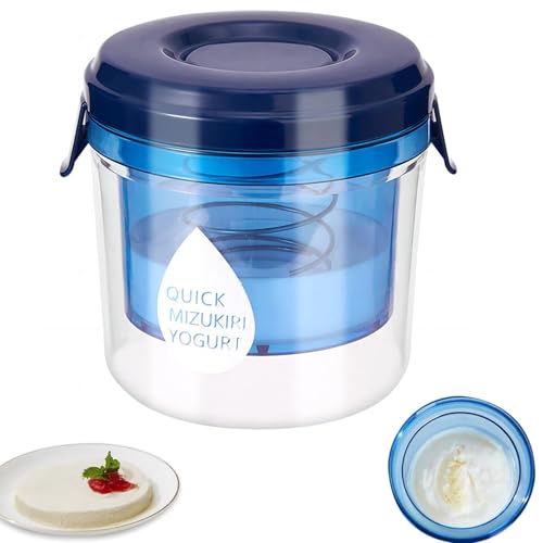 GraGra Greek Yogurt Strainer Yogurt Strainer Cheese Strainers with Lid Reusable Ultra Fine Mesh Makes 450g Thick Greek/Coconut Yogurts Cheese Soy Milk Blue