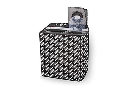 Image of Stylista Washing Machine Cover Compatible for Godrej 12 KG Semi-Automatic Top Loading WSAXISVX1205.0SN3TGPGR, Symmetric Pattern Black