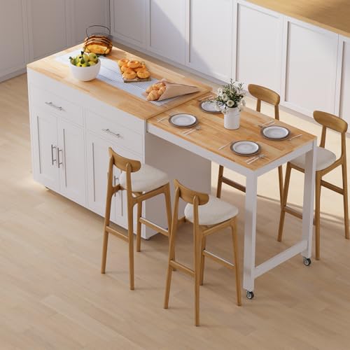 OtterOasis 78' Rolling Kitchen Island with Extendable...