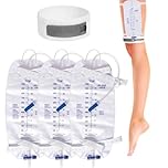 Urine Drainage Bags, 3 Pcs 1000ml Catheter Leg Bag, Catheters Night Bag with Adjustable Tightness Catheter Drainage Fixation Strap and Anti Reflux Chamber with T-tap Valve and Tube