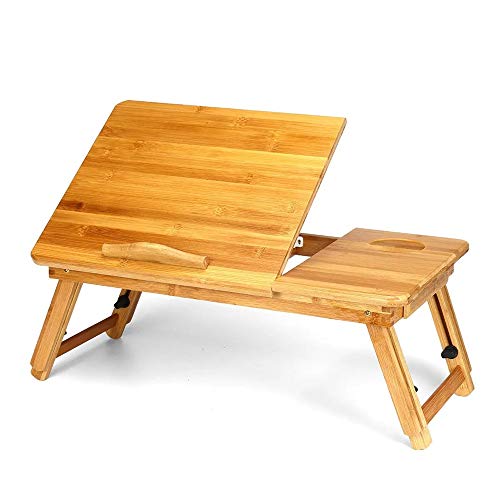 Preisvergleich Produktbild Laptoptisch Laptop-Schreibtisch mit großen Bett Schalenkippmechanismen Top Faltbare Tischständer Frühstück serviert Bambus Tisch Frühstücksbett Tablett Schreibtisch (Farbe : Wood, Size : One Size)