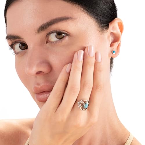 Silvershake 4MM Petite Round Shape Cabochon Gemstones White Gold Plated or Yellow Gold Plated 925 Sterling Silver Stud Post Birthstone Earrings Jewelry for Women or Teens Second or third Hole Piercing2