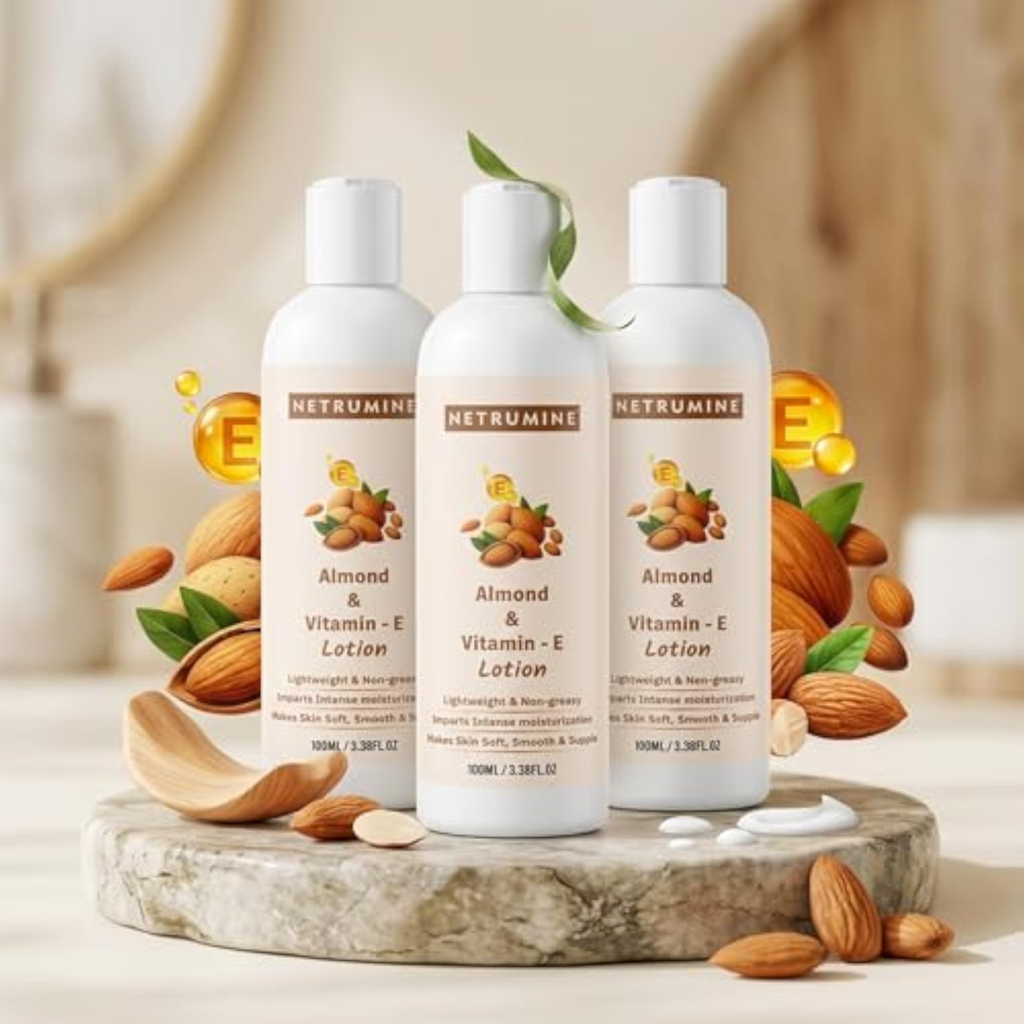 Almond & Vitamin E Body Lotion 100ml, Lightweight Moisturizer