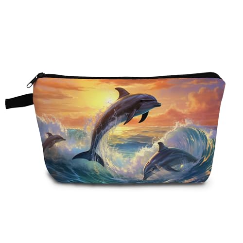 YULUENZE Dolphin Print Small Cosmetic Bag