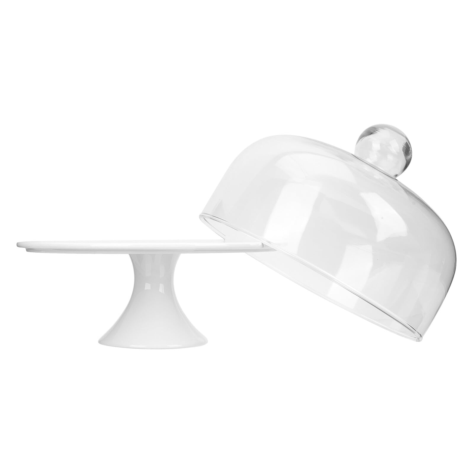 iplusmile Soporte para Tartas con Base Alta de Cerámica y Vidrio con Tapa de Cristal Plato de 10 Pulgadas para Postres Frutas y Aperitivos Expositor para Fiestas y Celebraciones