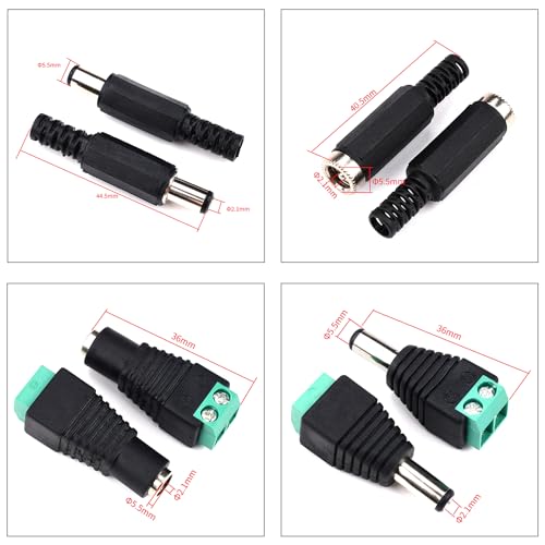 Conector de montaje en panel de 2 pines y 3 pines CC 5,5 x 2,1 mm con tuerca 4