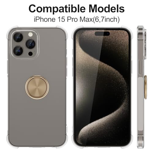 Protégez votre iPhone 15 Pro Max avec cette Coque Antichoc à Bague Dorée