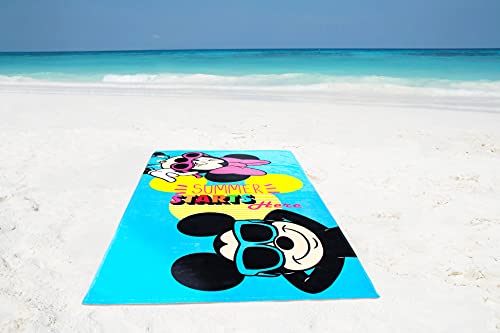 Jay Franco Disney Mickey & Minnie Mouse Summer Starts Here Kids Large Bath/Pool/Beach Towel - Super Soft & Absorbent Fade Resistant Cotton Towel, Measures 34 X 64 Inches #TOP4
