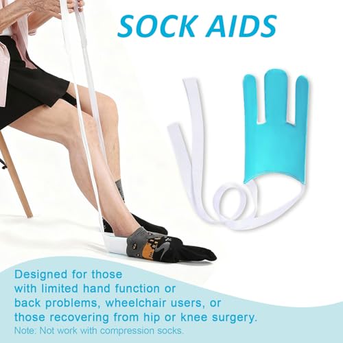 MXCOIRTP Assistive Device No Bending Kit for Elderly -Sock Aids, Foldable Reacher Grabber with 360° Rotating Jaw & Magnet, Long Shoe Horn Handle & Dressing Stick & Back Scratcher for Seniors, Disabled - Image 3